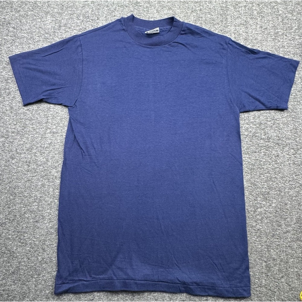 Vintage Blue T-Shirt‎ Adult Medium Hanes Beefy T Blank Single Stitch